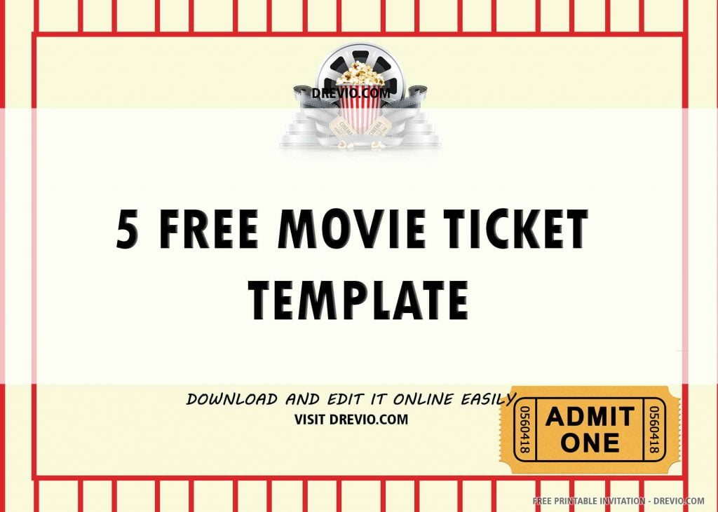 Invitation Template of (FREE PRINTABLE) – Movie Ticket Birthday Invitation Template 5