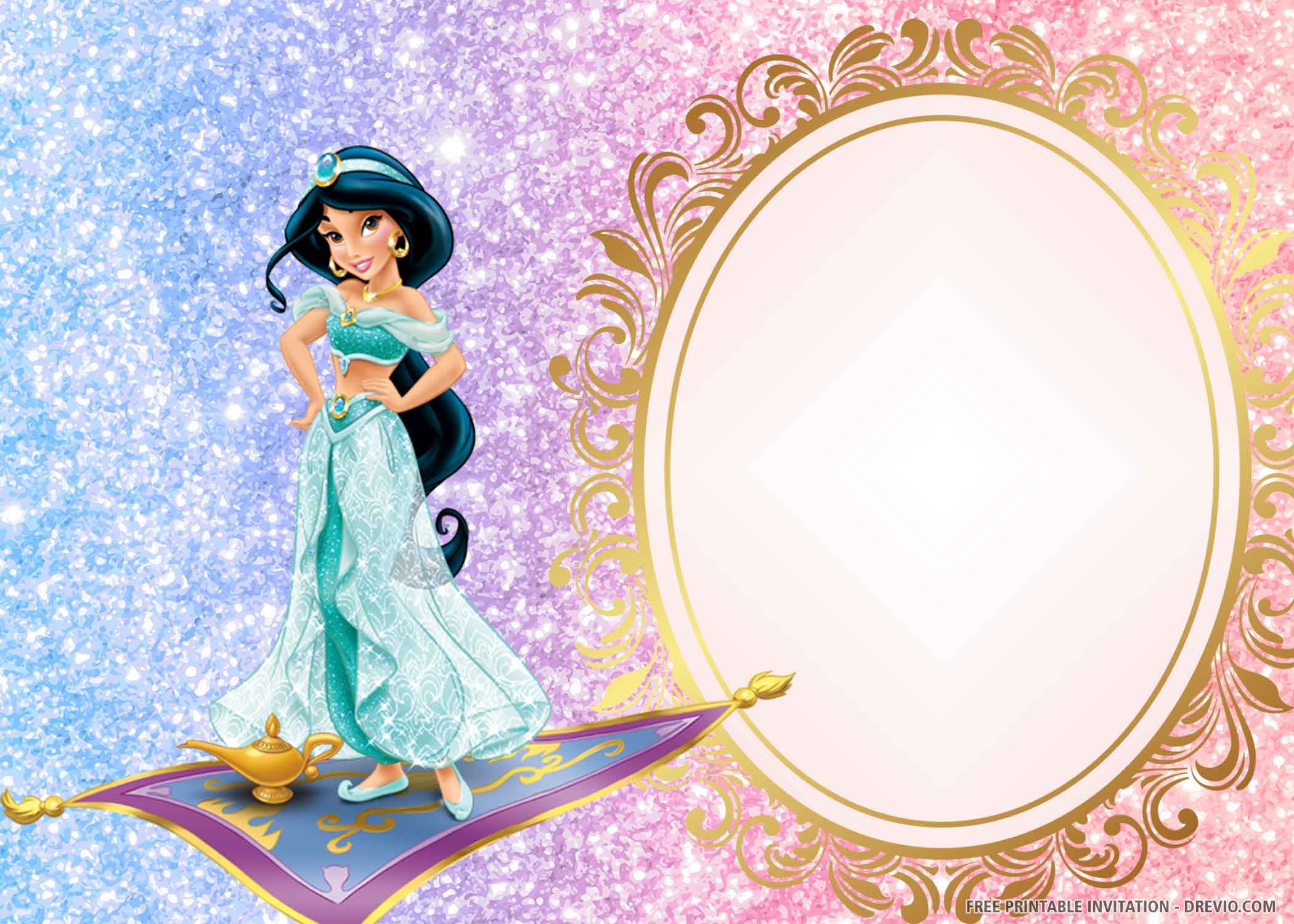 Jasmine Princess Jasmine Aladdin Birthday Party Invitation