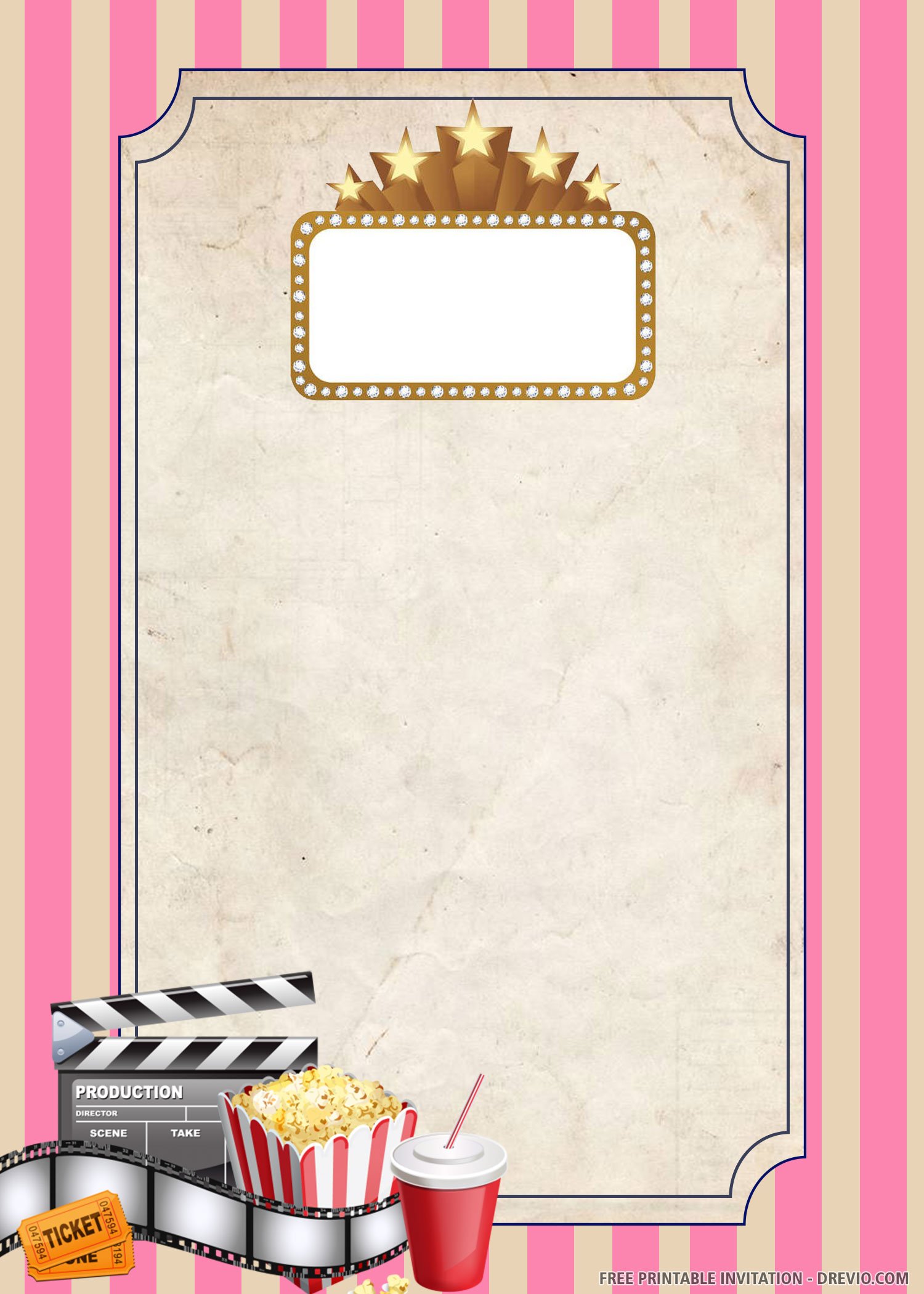  FREE PRINTABLE Movie Night Invitation Template Download Hundreds FREE PRINTABLE Birthday