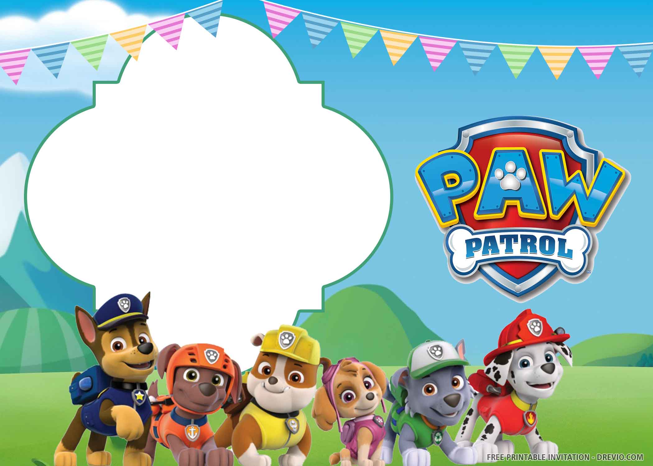 (FREE PRINTABLE) Paw Patrol Birthday Invitation Template Download