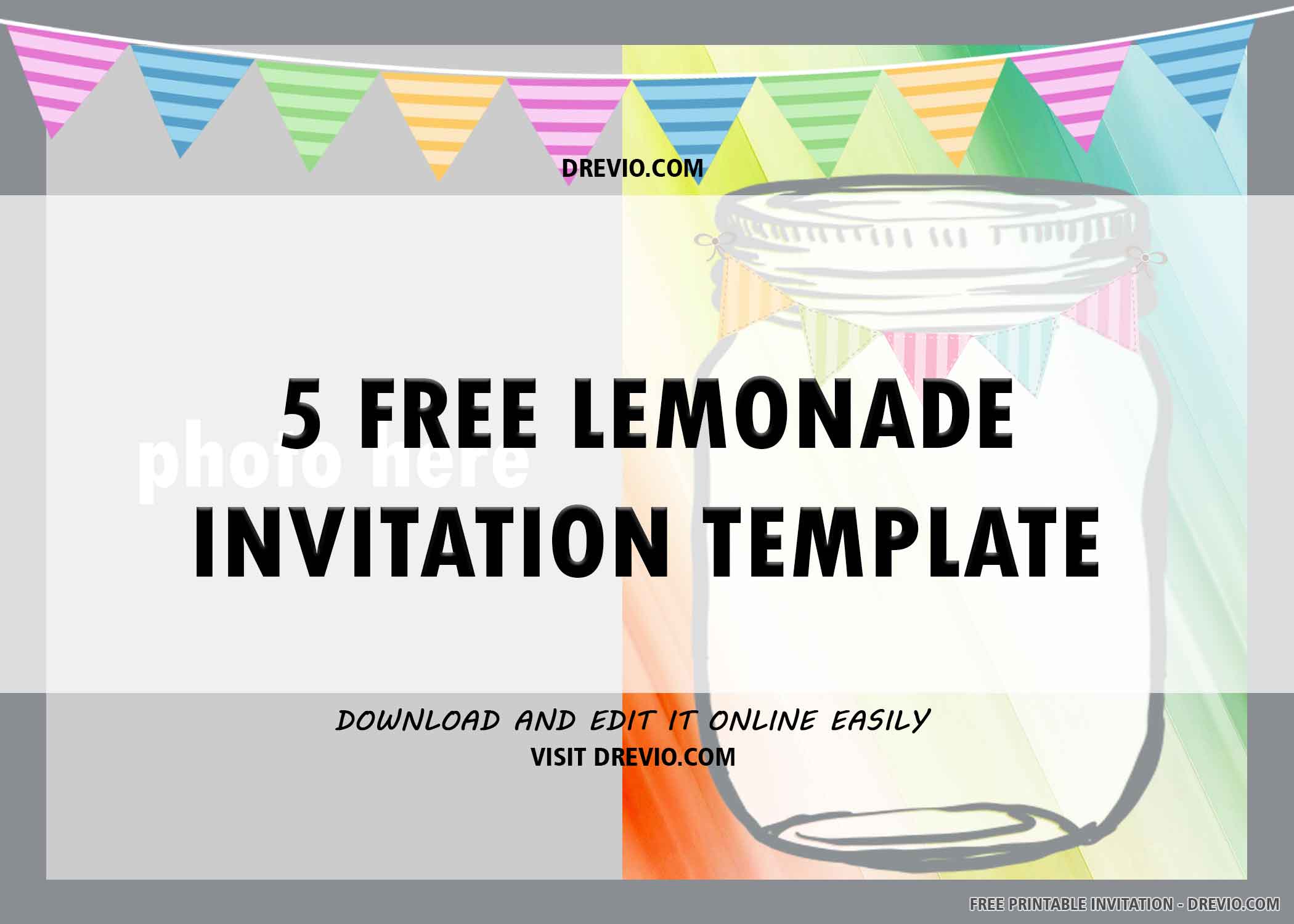 Pink Lemonade Printable Birthday Invitation Editable PDF