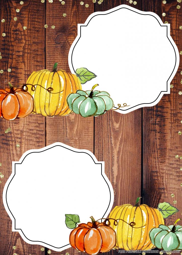 Invitation Template of (FREE PRINTABLE) – Pumpkin Fall Harvest Birthday Invitation Template 6