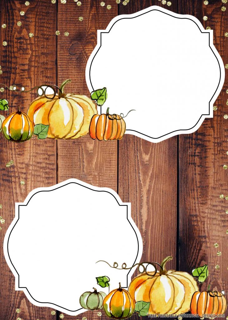 Invitation Template of (FREE PRINTABLE) – Pumpkin Fall Harvest Birthday Invitation Template 5