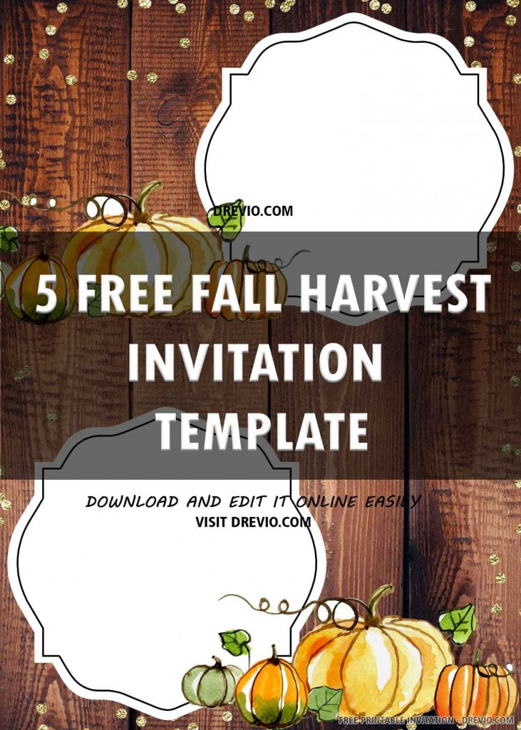 Invitation Template of (FREE PRINTABLE) – Pumpkin Fall Harvest Birthday Invitation Template 4