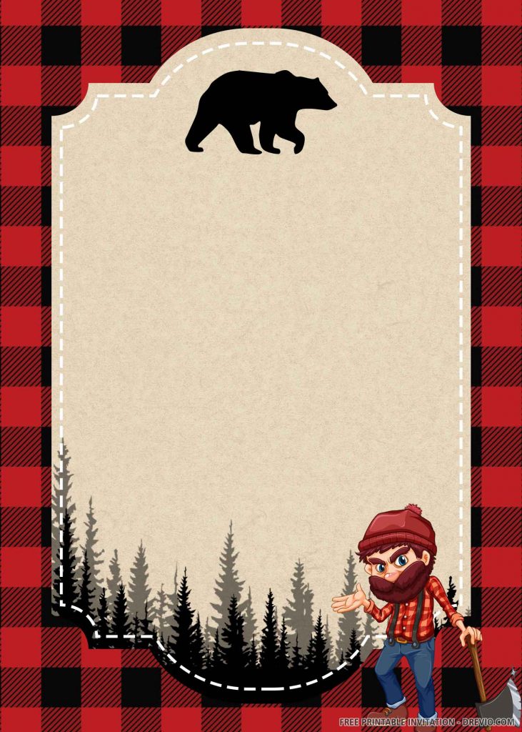 Invitation Template of (FREE PRINTABLE) – Lumberjack Birthday Invitation Template 4