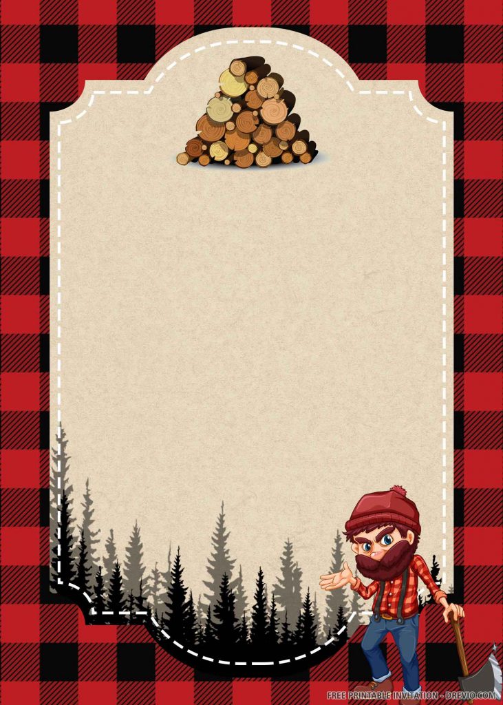 Invitation Template of (FREE PRINTABLE) – Lumberjack Birthday Invitation Template 3