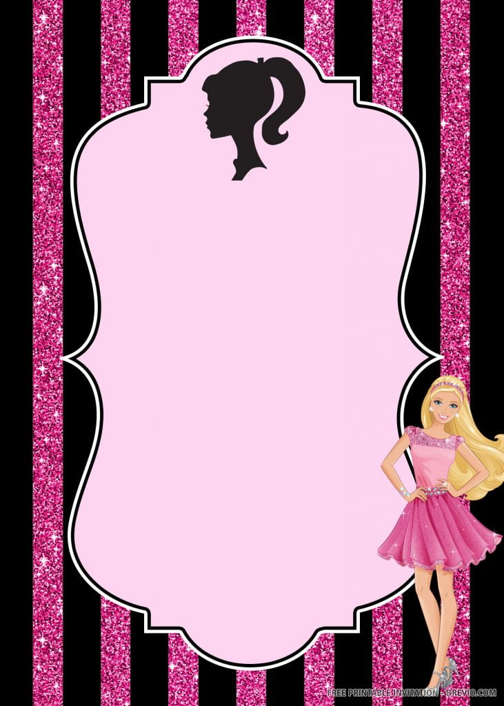 Invitation Template of (FREE PRINTABLE) Barbie Birthday Invitation Template 4