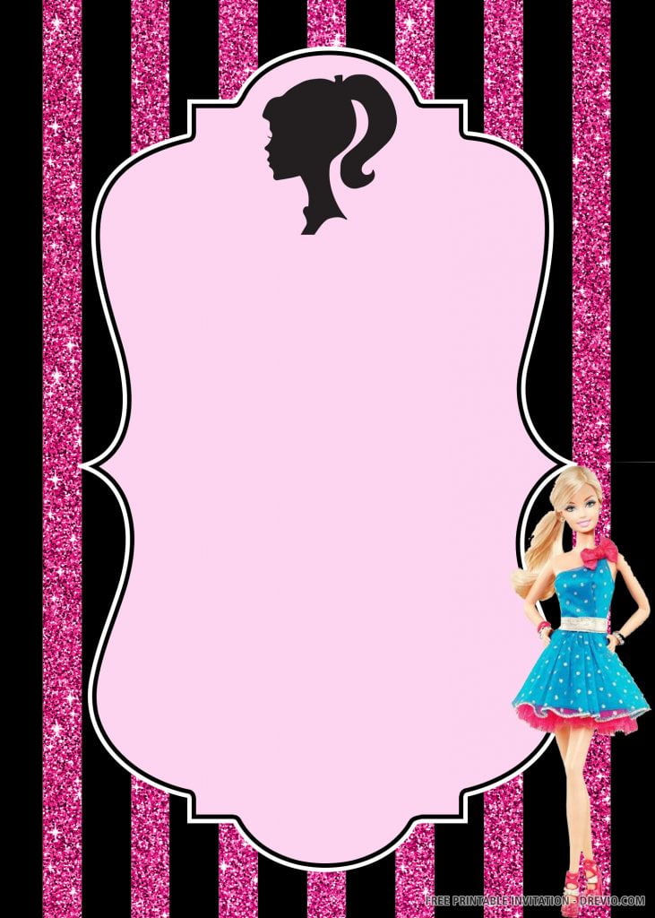 Invitation Template of (FREE PRINTABLE) Barbie Birthday Invitation Template 3