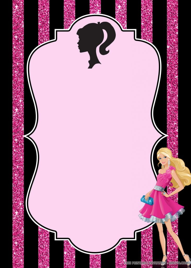 Invitation Template of (FREE PRINTABLE) Barbie Birthday Invitation Template 2