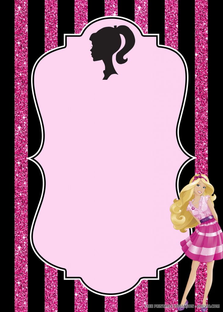 Invitation Template of (FREE PRINTABLE) Barbie Birthday Invitation Template 1