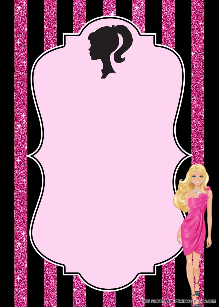 Invitation Template of (FREE PRINTABLE) Barbie Birthday Invitation Template 7