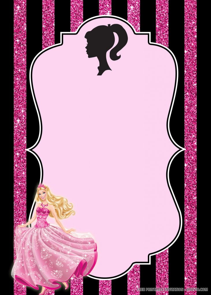 Invitation Template of (FREE PRINTABLE) Barbie Birthday Invitation Template 5