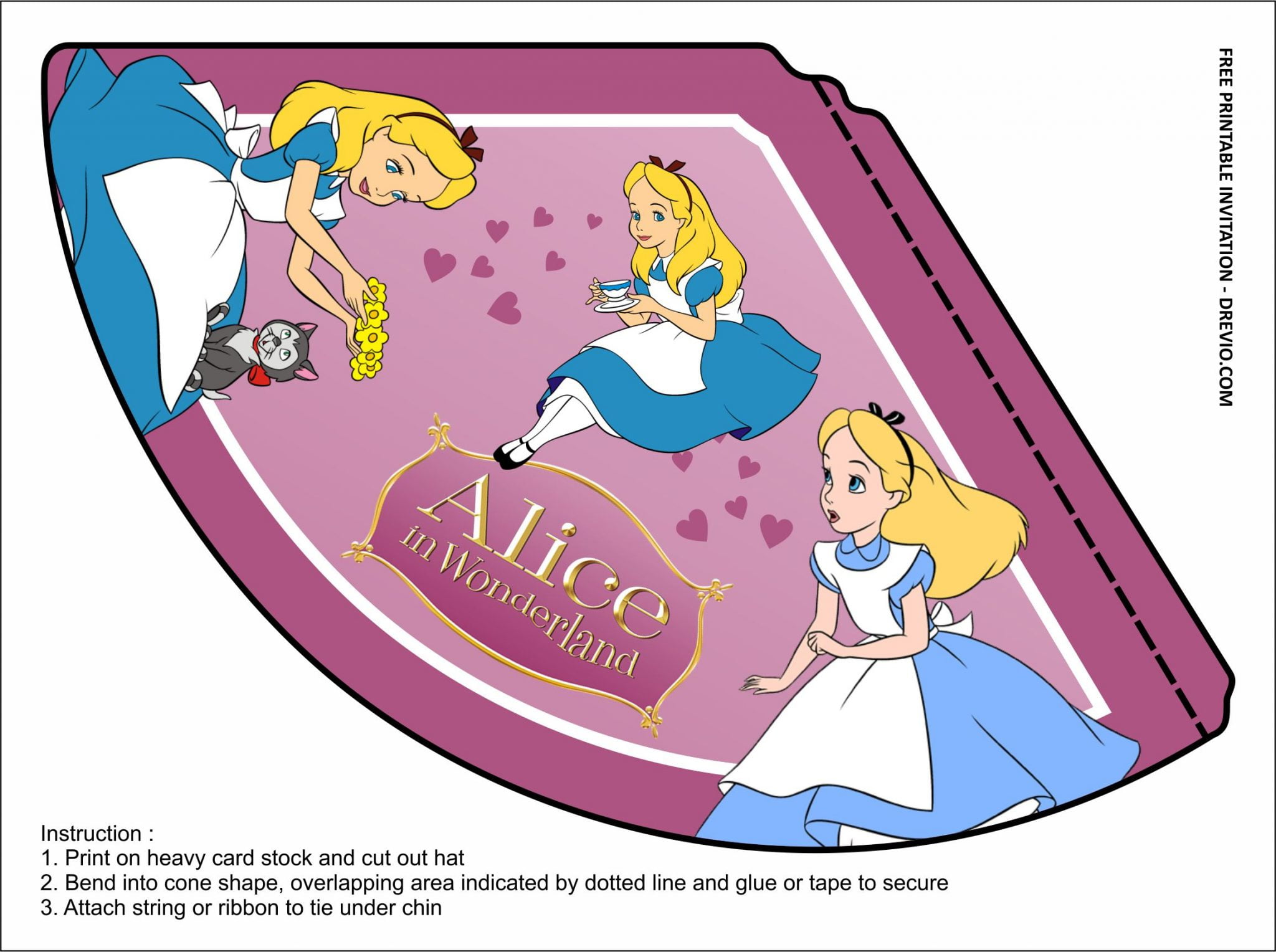 (FREE PRINTABLE) Alice in Wonderland Birthday Party Kits Template