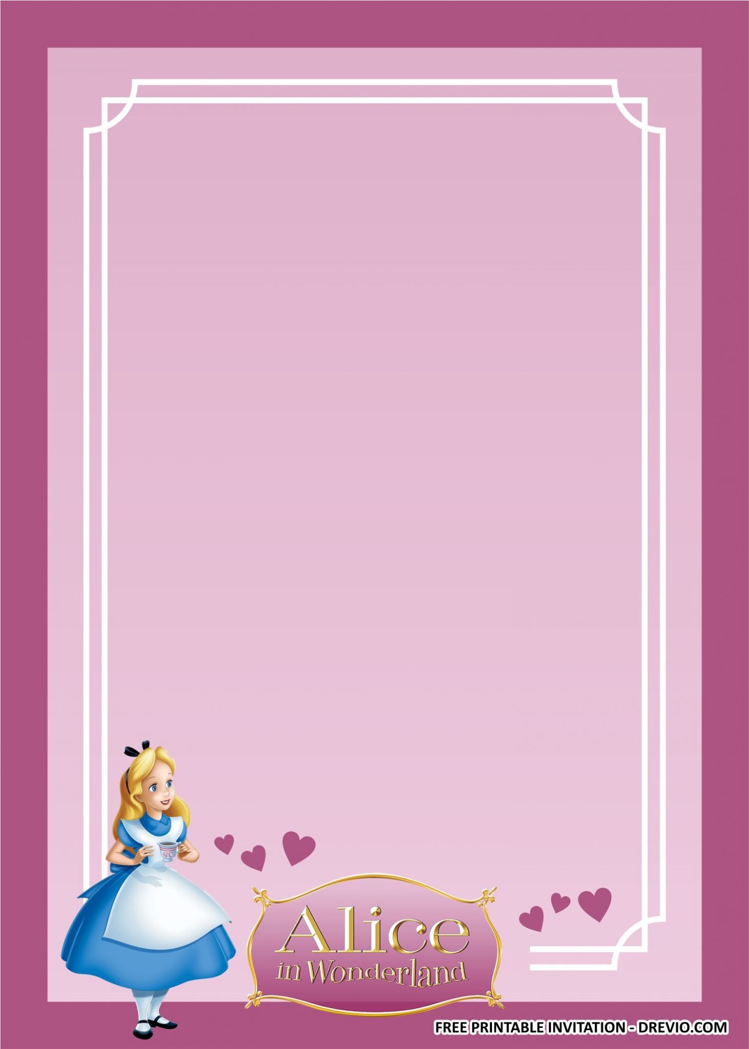 (FREE PRINTABLE) – Alice in Wonderland Birthday Party Kits Template ...