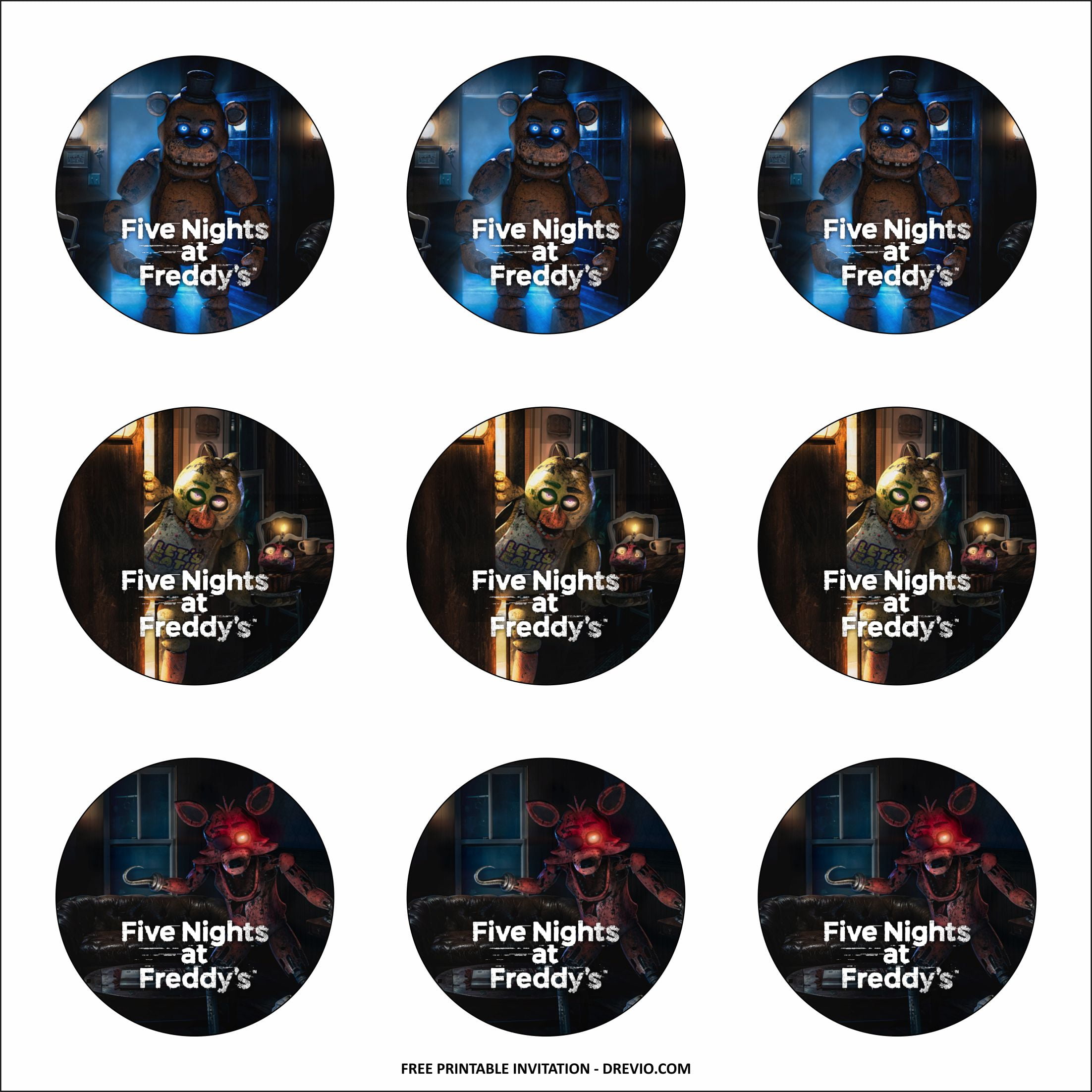 Five Nights at Freddy's Cupcake Toppers PDF Printable Instant Download Top Quality