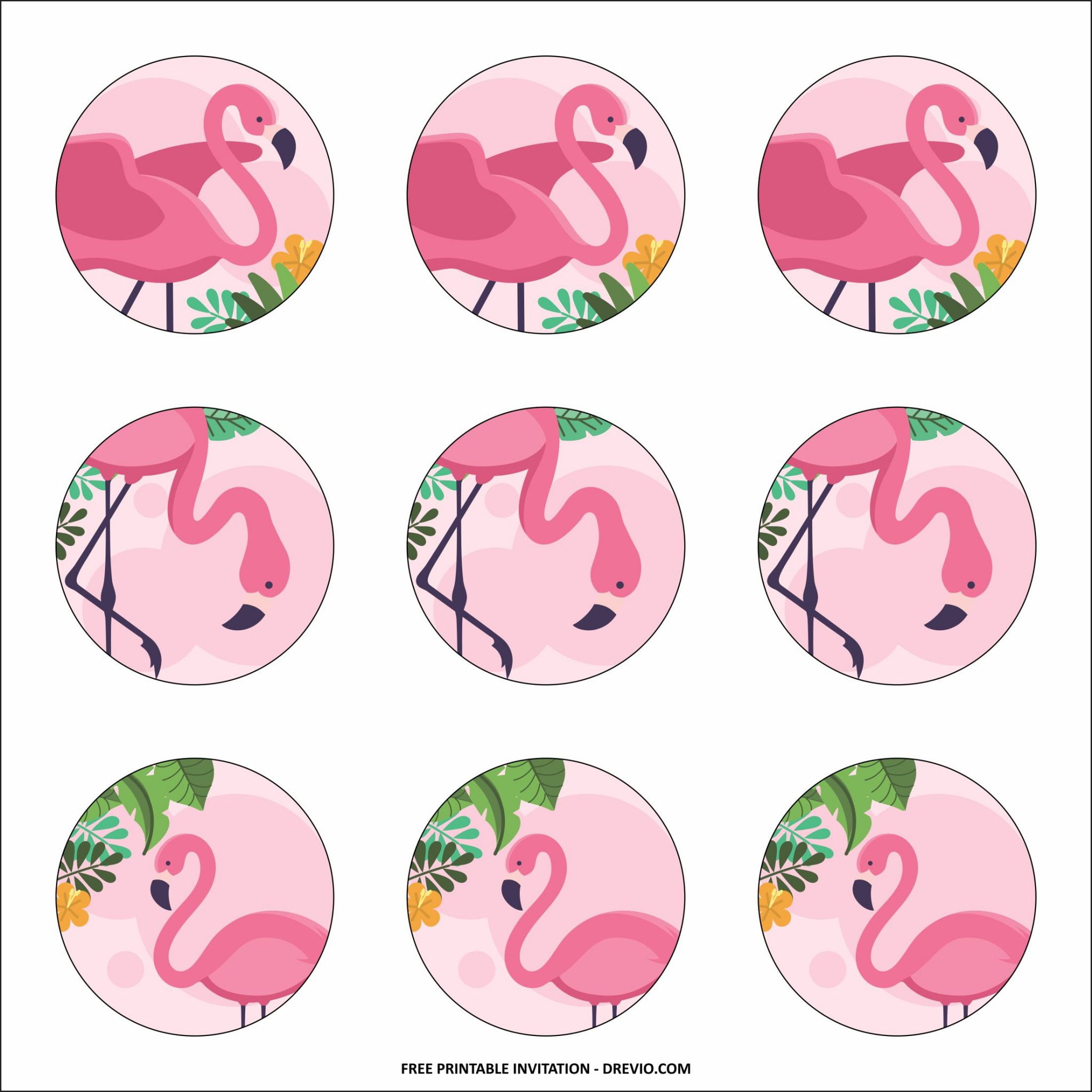 Flamingo Cupcake Toppers Templates Download Hundreds Free Printable Birthday Invitation 4540