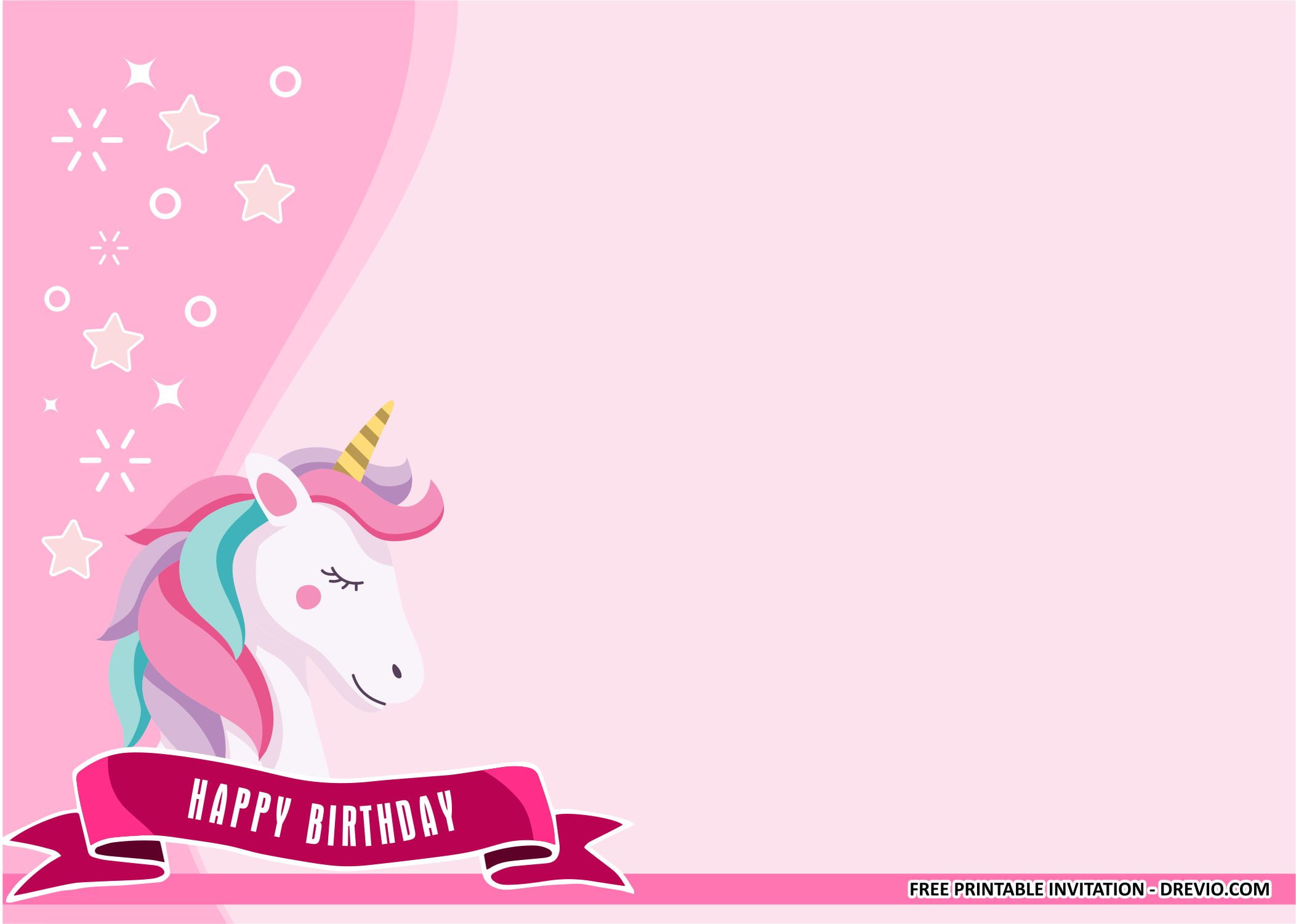 free birthday party invitation template unicorn blank