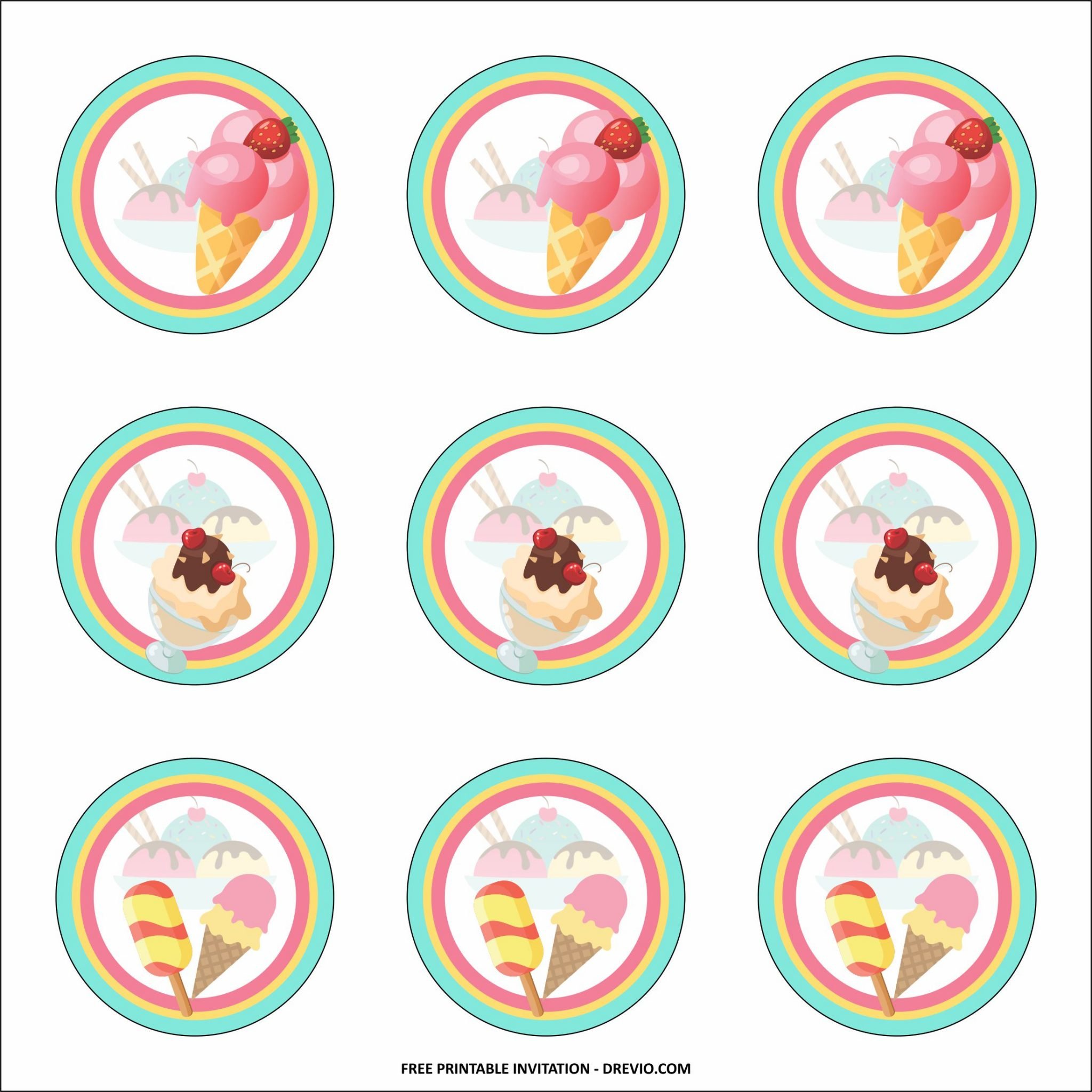 (FREE PRINTABLE) – Ice Cream Birthday Party Kits Templates | Download ...