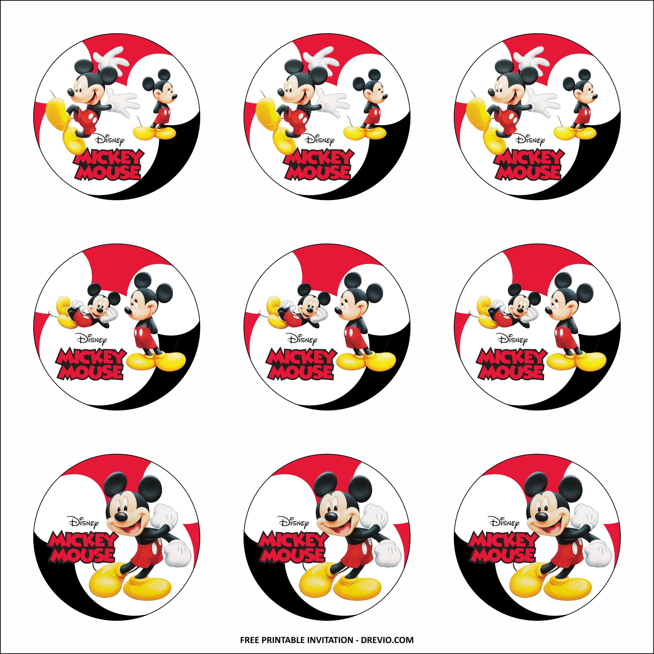 Mickey Mouse Cupcake Toppers Printable