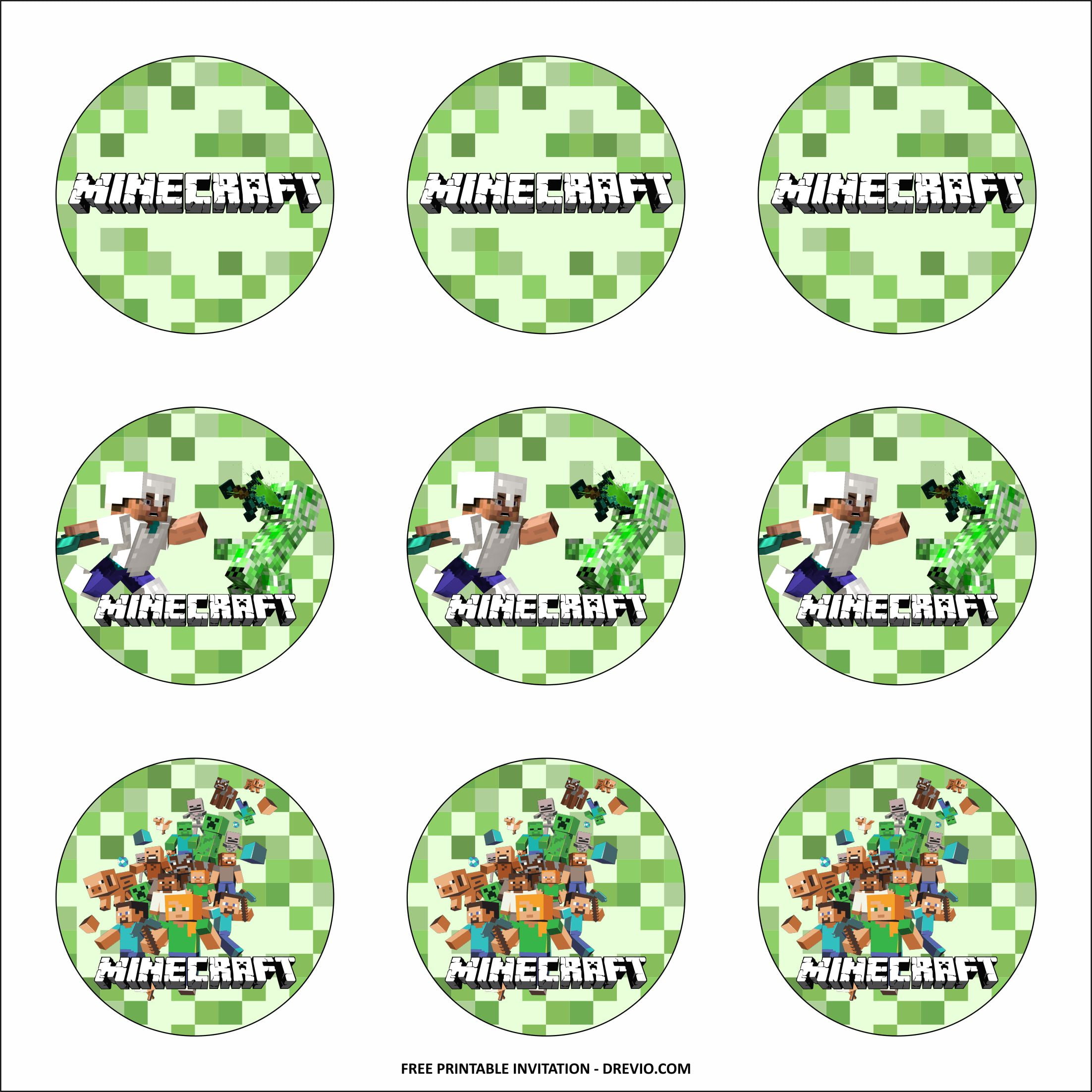 (FREE PRINTABLE) Minecraft Birthday Party Kits Templates Download