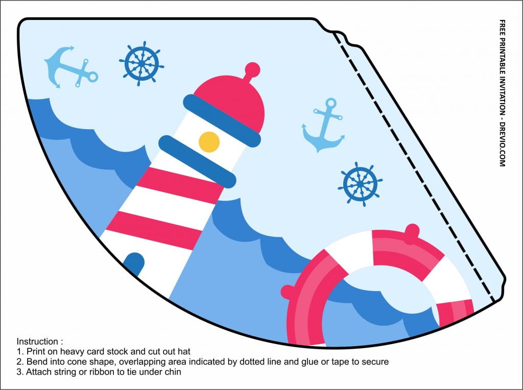 Invitation Template of (FREE PRINTABLE) - Nautical Birthday Party Kits Templates 6