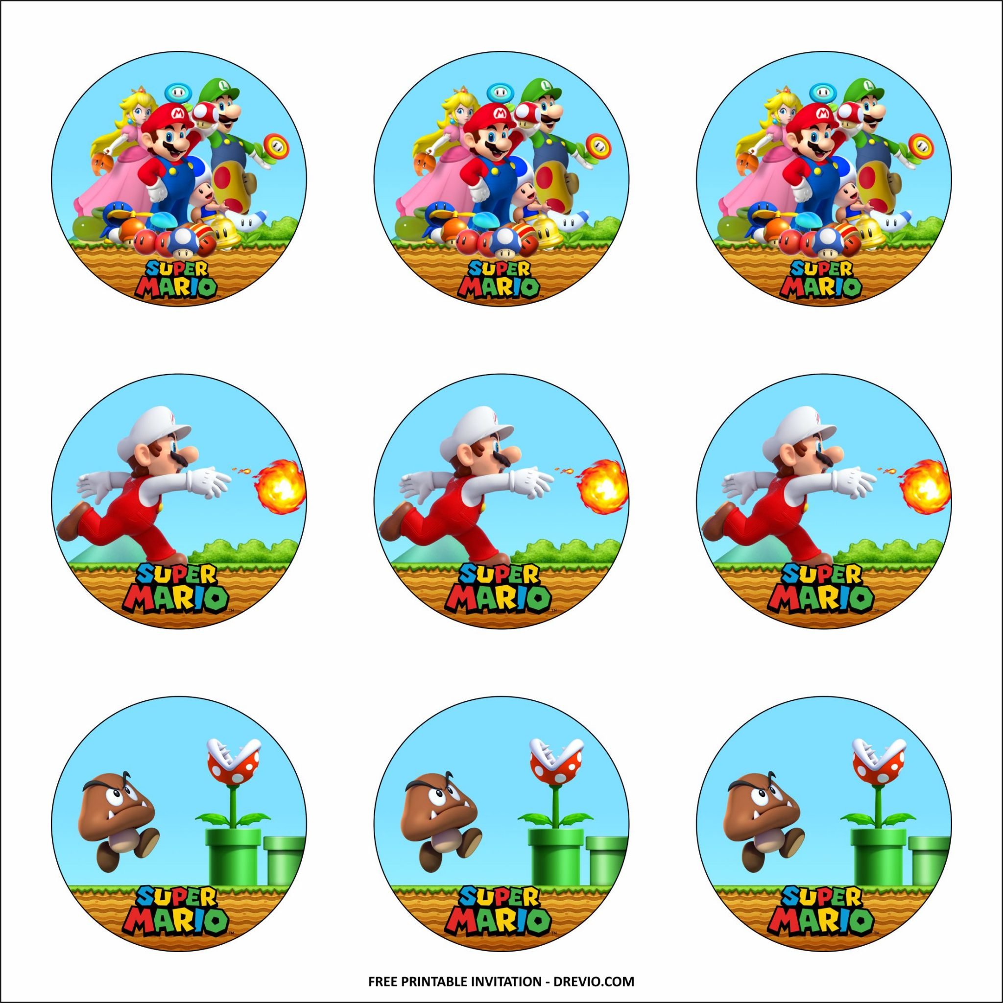  FREE PRINTABLE Super Mario Themed Birthday Party Kits Template Download Hundreds FREE