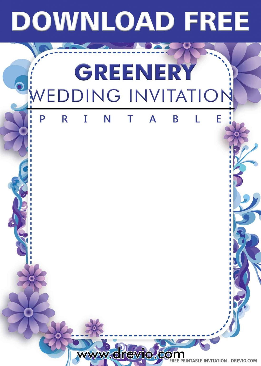 (FREE PRINTABLE) – Blue Borders Wedding Invitation Templates | Download ...