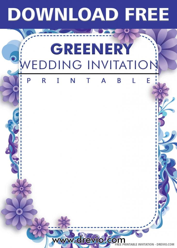 Invitation Template of (FREE PRINTABLE) – Blue Borders Wedding Invitation Templates 1