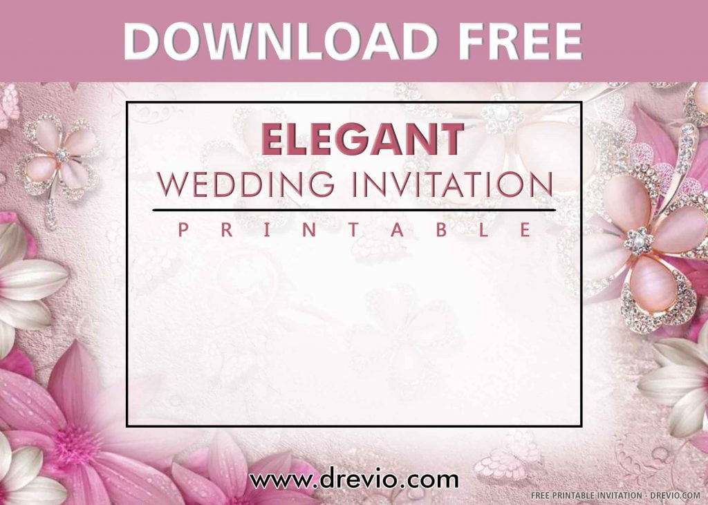 Invitation Template of (FREE PRINTABLE) – Elegant Floral Wedding Invitation Templates 1