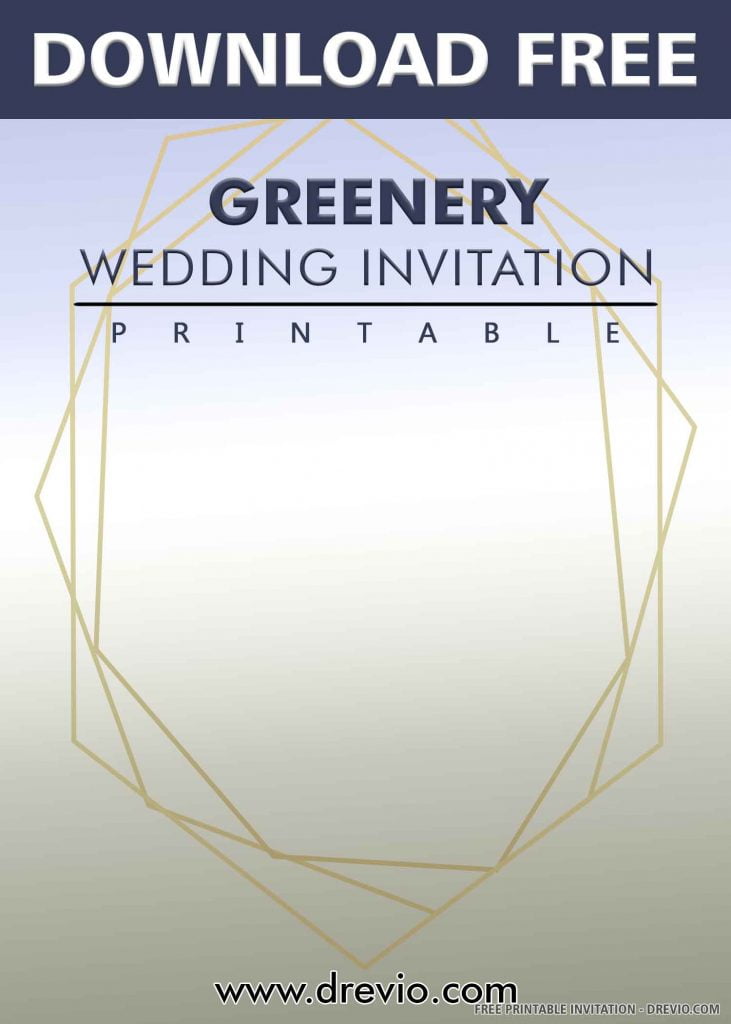 Invitation Template of (FREE PRINTABLE) – Modern Geometric Greenery Wedding Invitation Templates 5