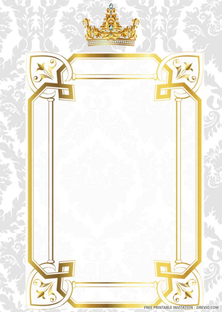 Invitation Template of (FREE PRINTABLE) – Gold Royal Wedding Invitation Templates 3