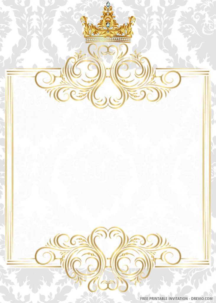 Invitation Template of (FREE PRINTABLE) – Gold Royal Wedding Invitation Templates 1