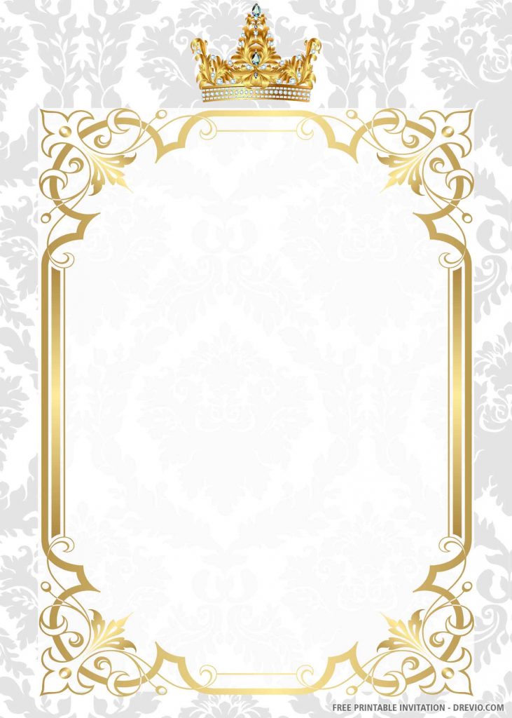 Invitation Template of (FREE PRINTABLE) – Gold Royal Wedding Invitation Templates 7