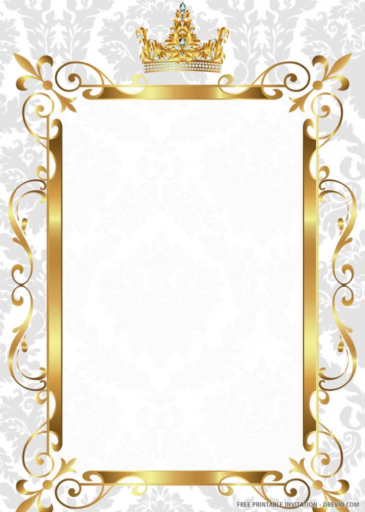 Invitation Template of (FREE PRINTABLE) – Gold Royal Wedding Invitation Templates 6