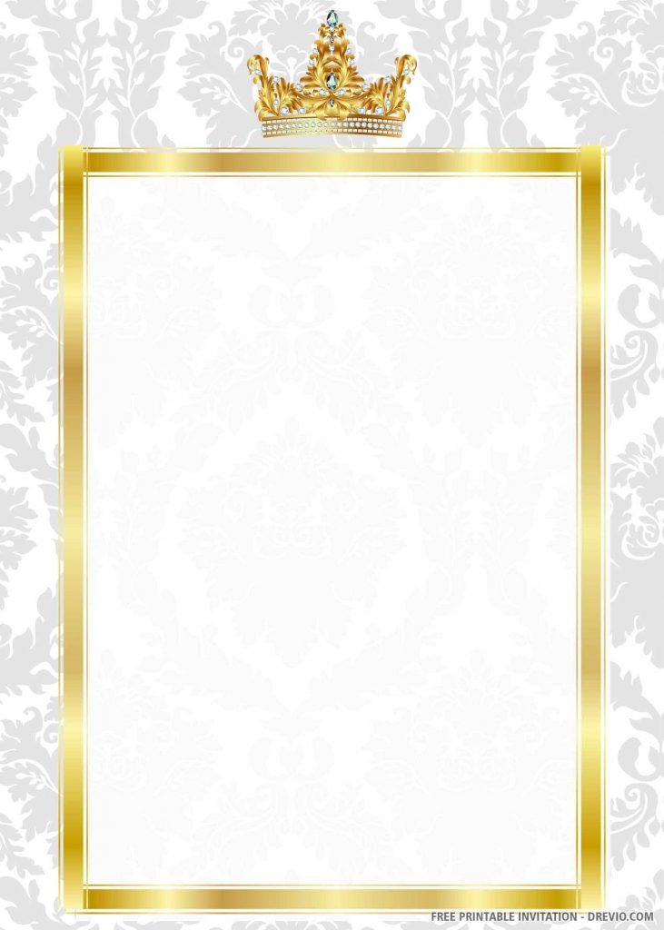 Invitation Template of (FREE PRINTABLE) – Gold Royal Wedding Invitation Templates 4