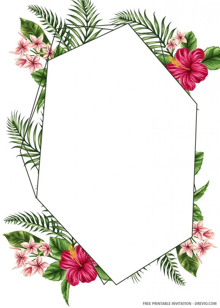 Invitation Template of (FREE PRINTABLE) – Tropical Hexagon Wedding Invitation Templates 2