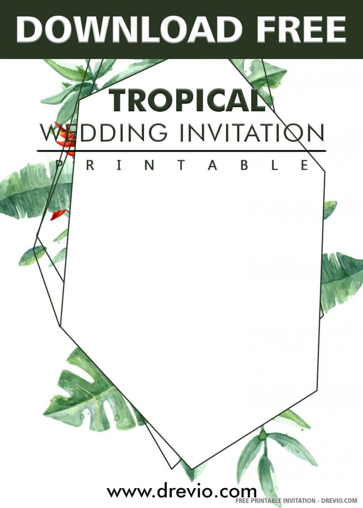 Invitation Template of (FREE PRINTABLE) – Tropical Hexagon Wedding Invitation Templates 4