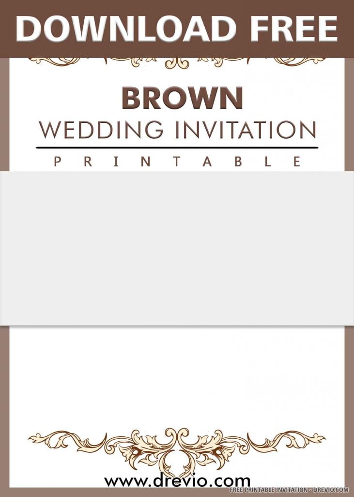 Invitation Template of (FREE PRINTABLE) – Brown Artistic Border Wedding Invitation Templates 1