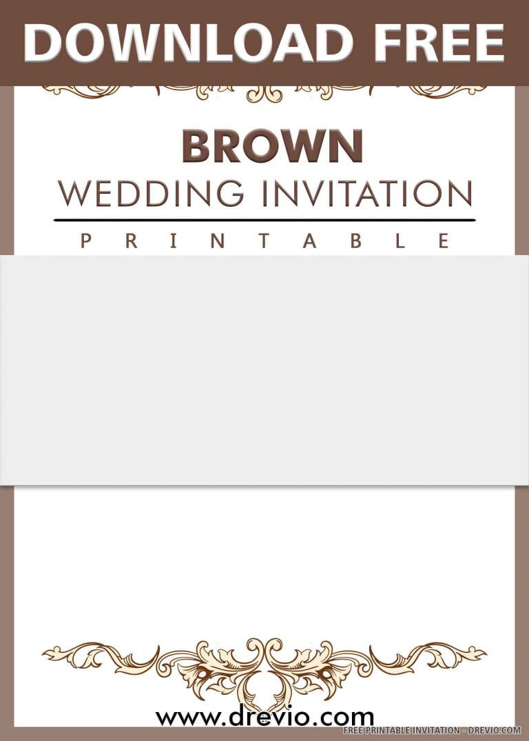 (FREE PRINTABLE) – Brown Artistic Border Wedding Invitation Templates ...
