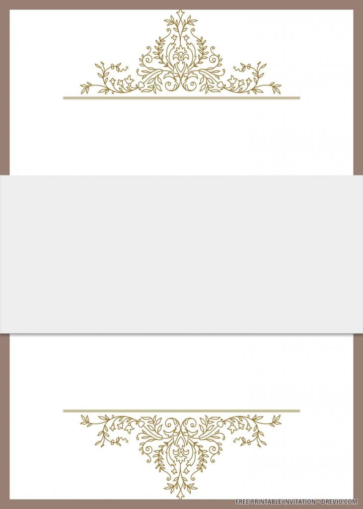 Invitation Template of (FREE PRINTABLE) – Brown Artistic Border Wedding Invitation Templates 7