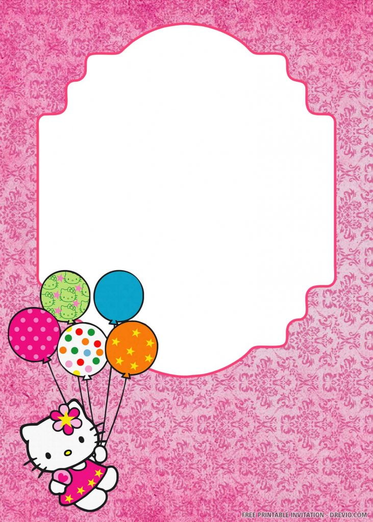 FREE HELLO KITTY Invitation with balloons