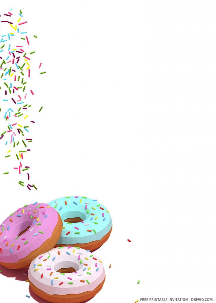 FREE DONUT Invitation with three donut’s flavor with meises