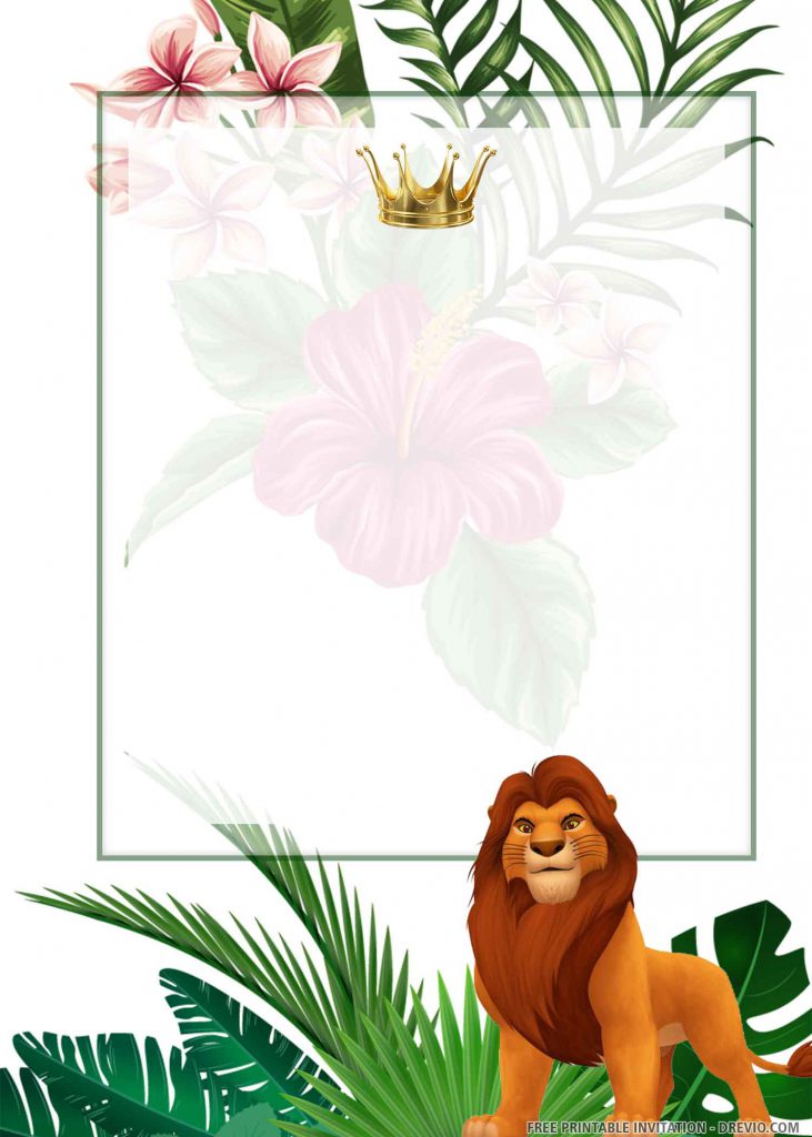 FREE SIMBA LION KING Invitation with simba on right side