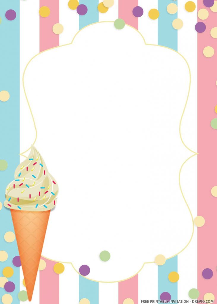 FREE ICE CREAM Invitation with vanilla ice cream with meises