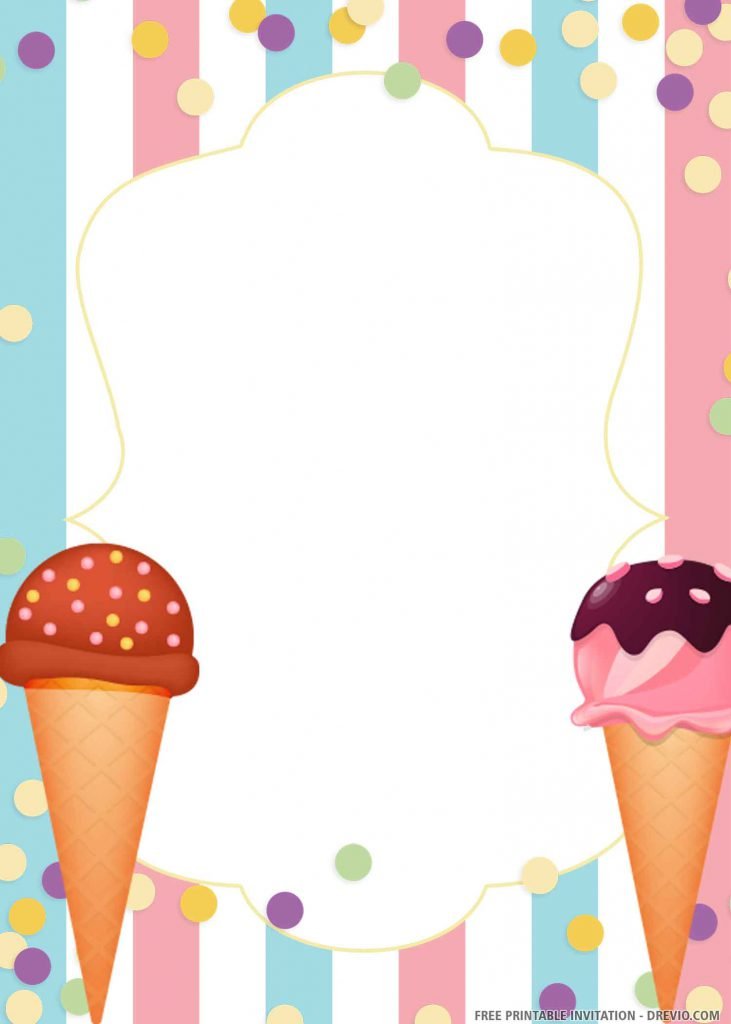FREE ICE CREAM Invitation with two ice cream cones