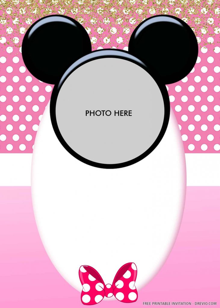 FREE MINNIE MOUSE Invitation with pink bandana and photo space