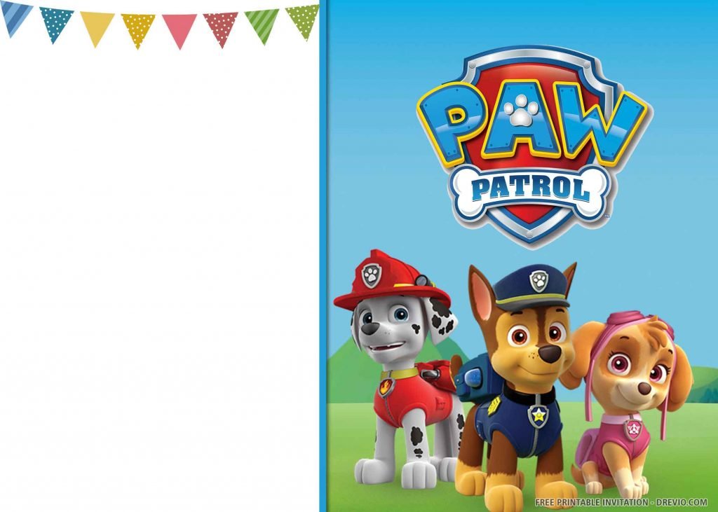 FREE PAW PATROL Invitation with Marshall, Chase, and Skye