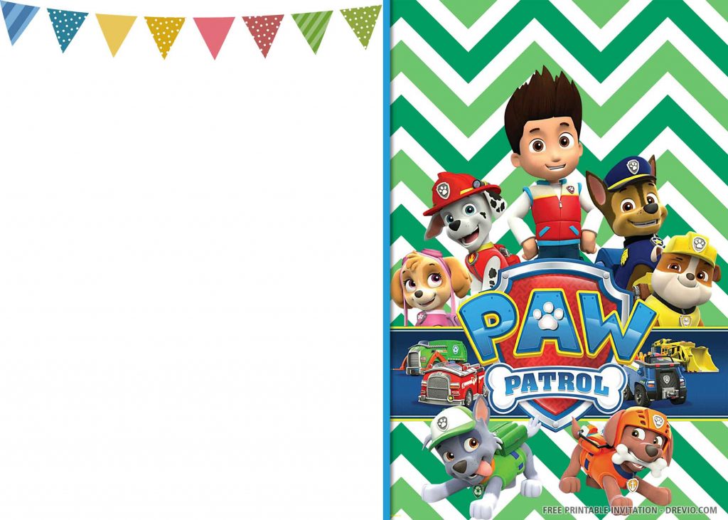 FREE PAW PATROL Invitation with All Crews and Their Vehicles