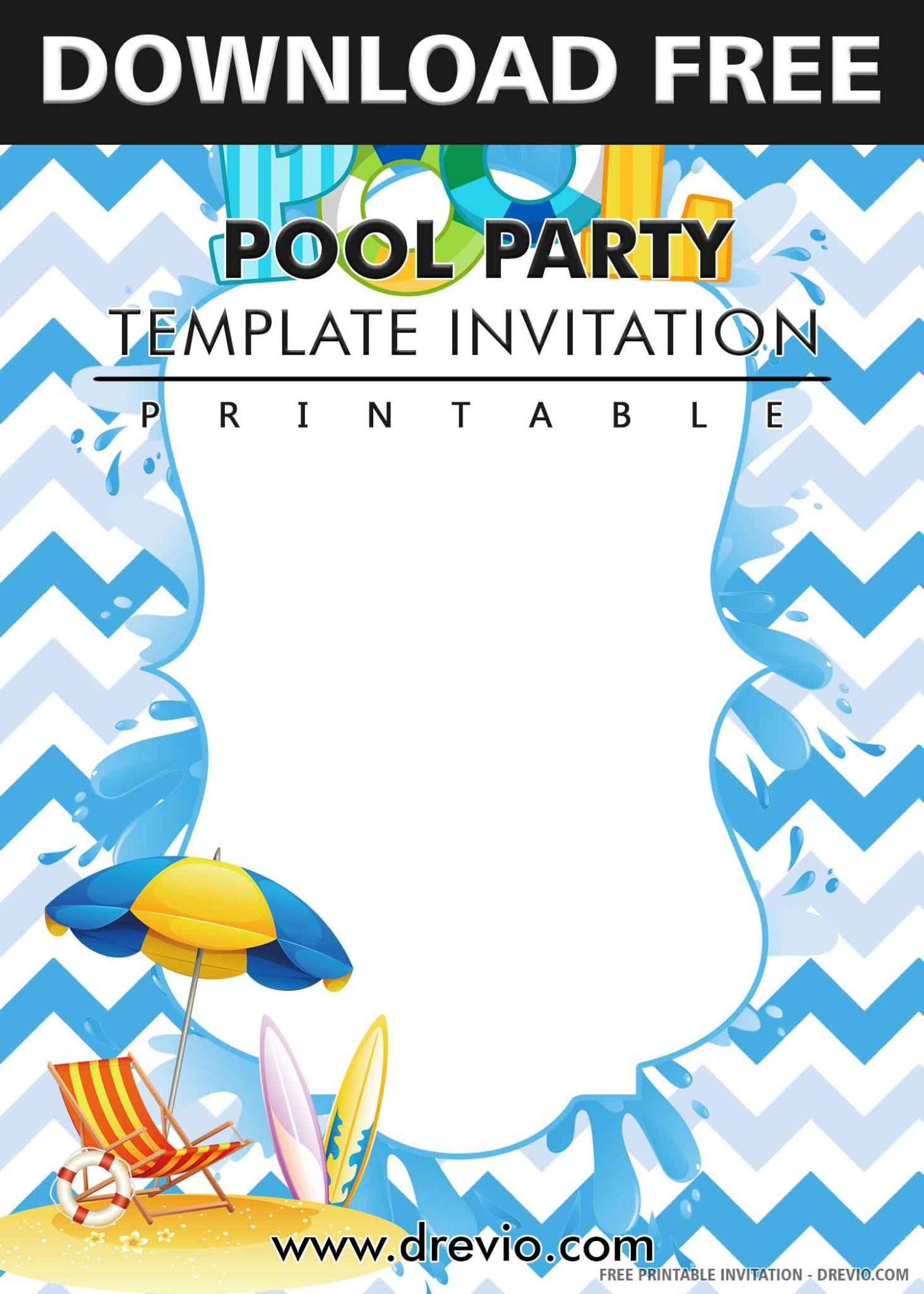 (FREE PRINTABLE) Pool Party Birthday Invitation Templates Download