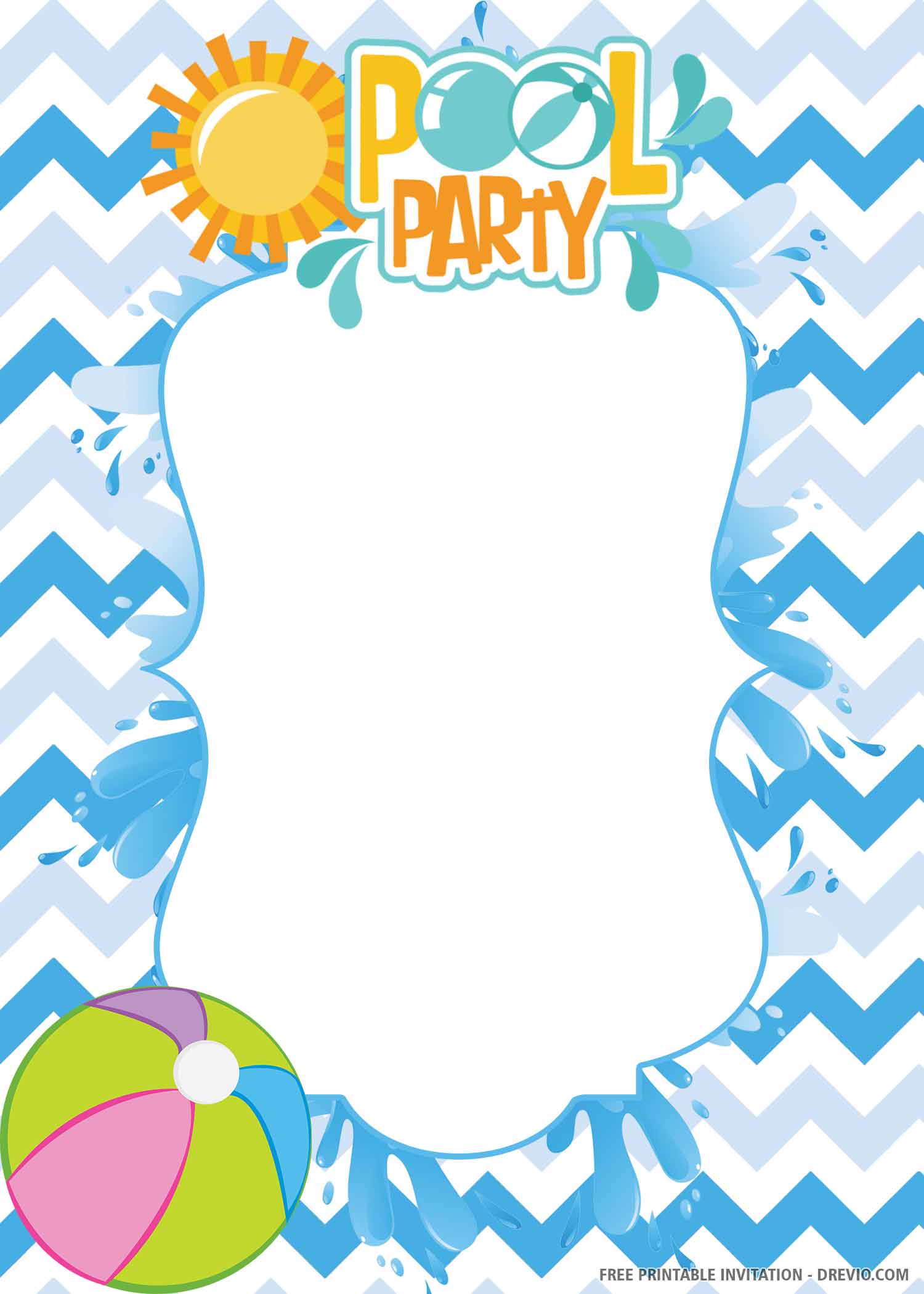  FREE PRINTABLE Pool Party Birthday Invitation Templates Download 